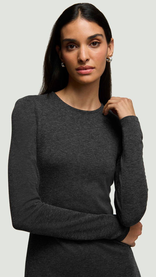 Crewneck Dress in Wool Jersey | Dark Grey Melange