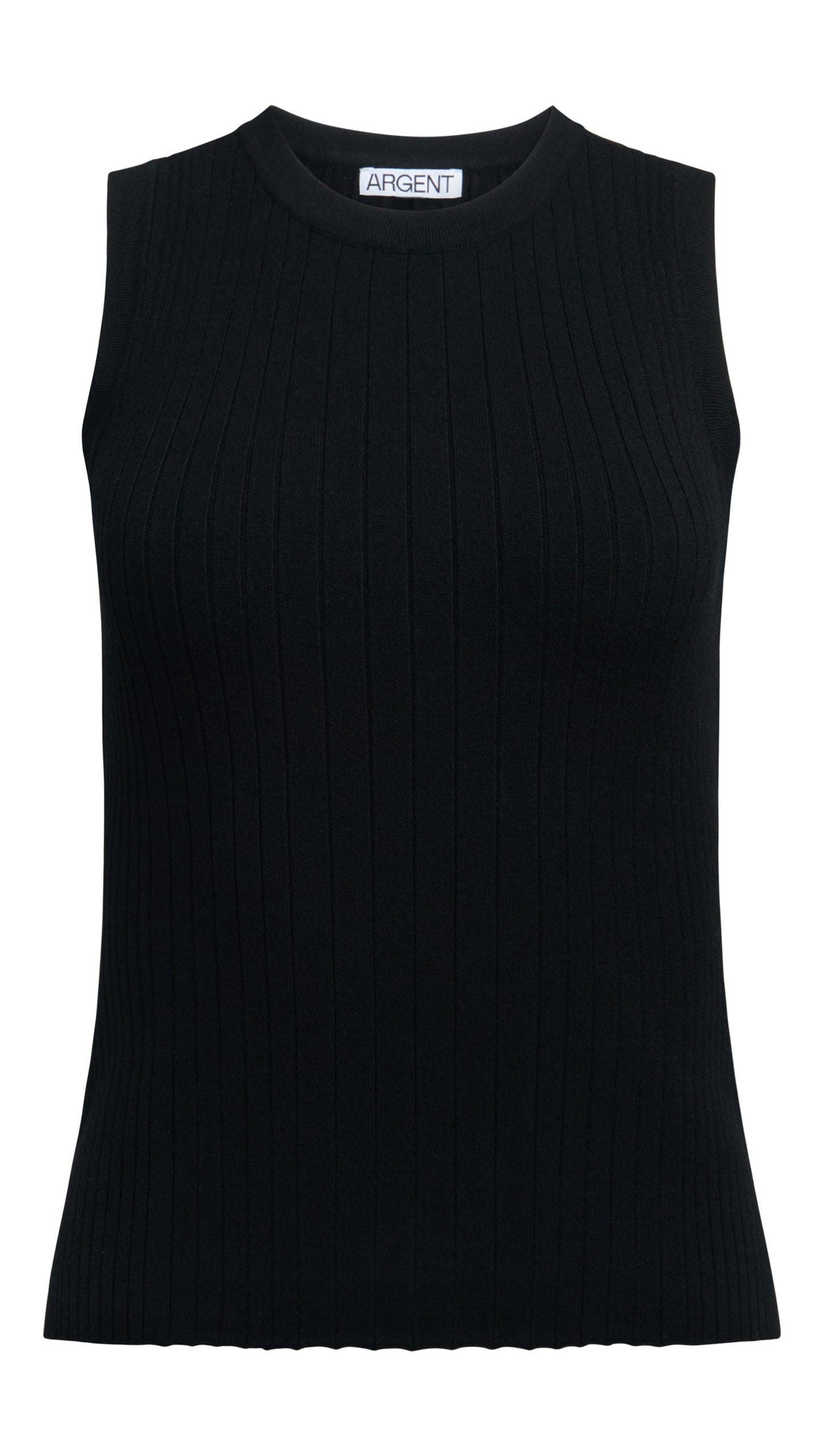 Ribbed Knit Tank in Viscose Polyester | Black