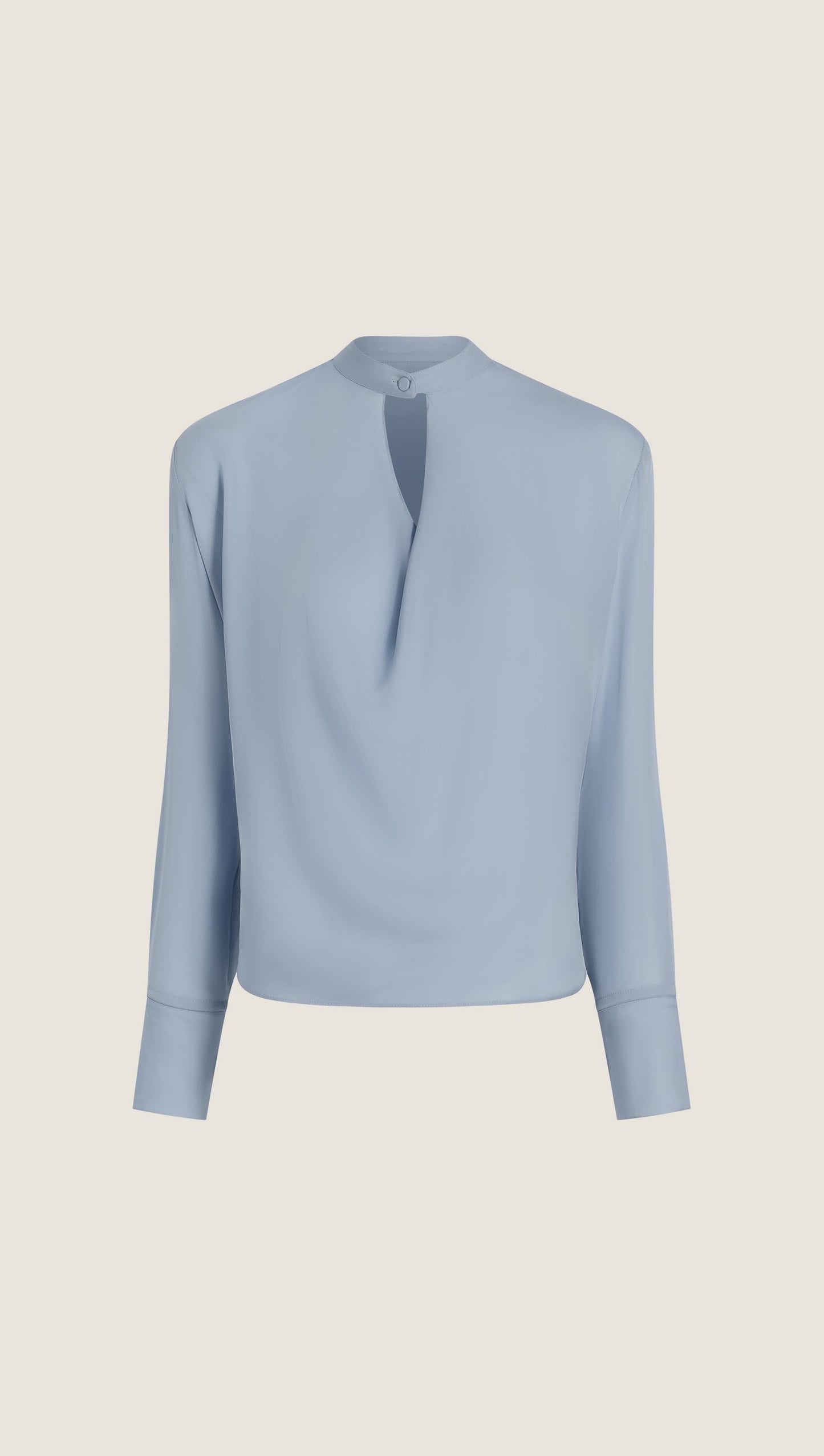 Cowl Neck Blouse in Double Georgette | Tufts Blue