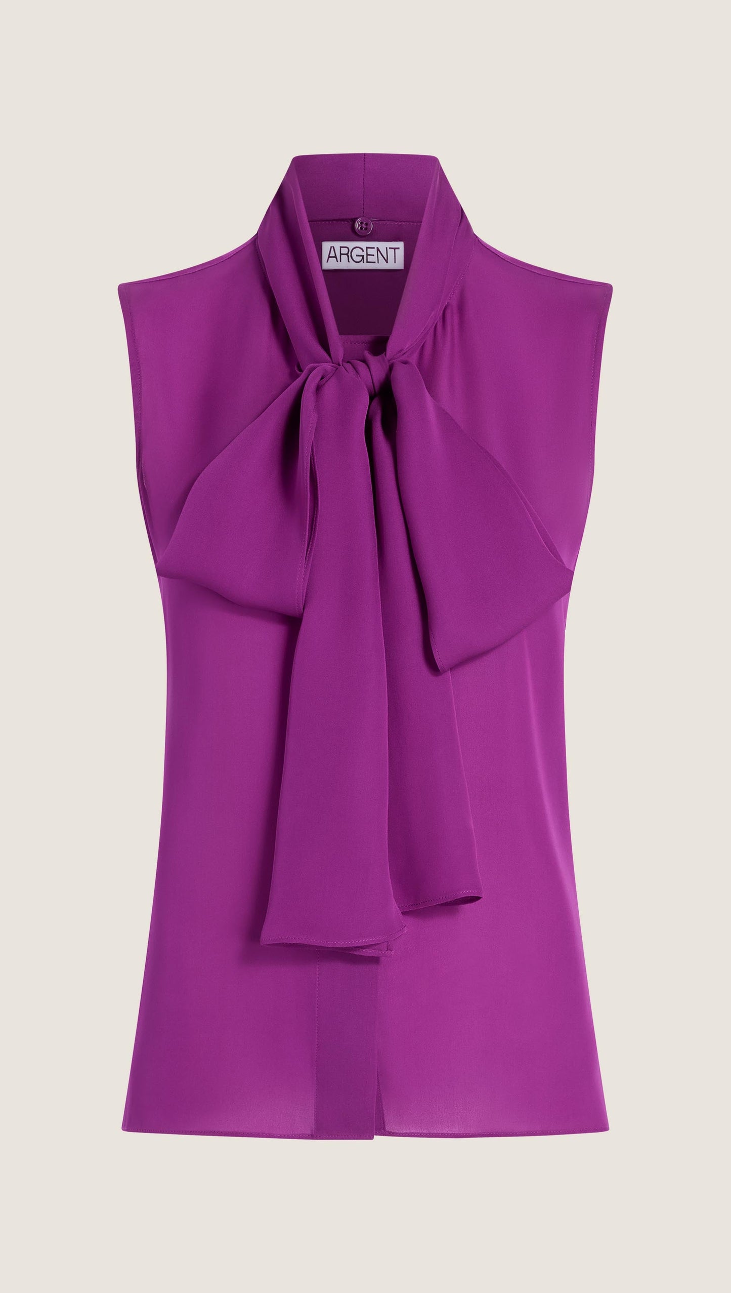 Sleeveless Bow Blouse in Silk Double Georgette | Violet