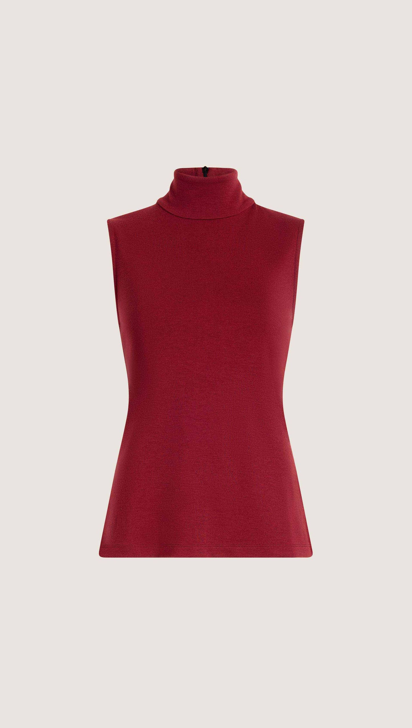 Sleeveless Slim Turtleneck in Wool Jersey | Maroon