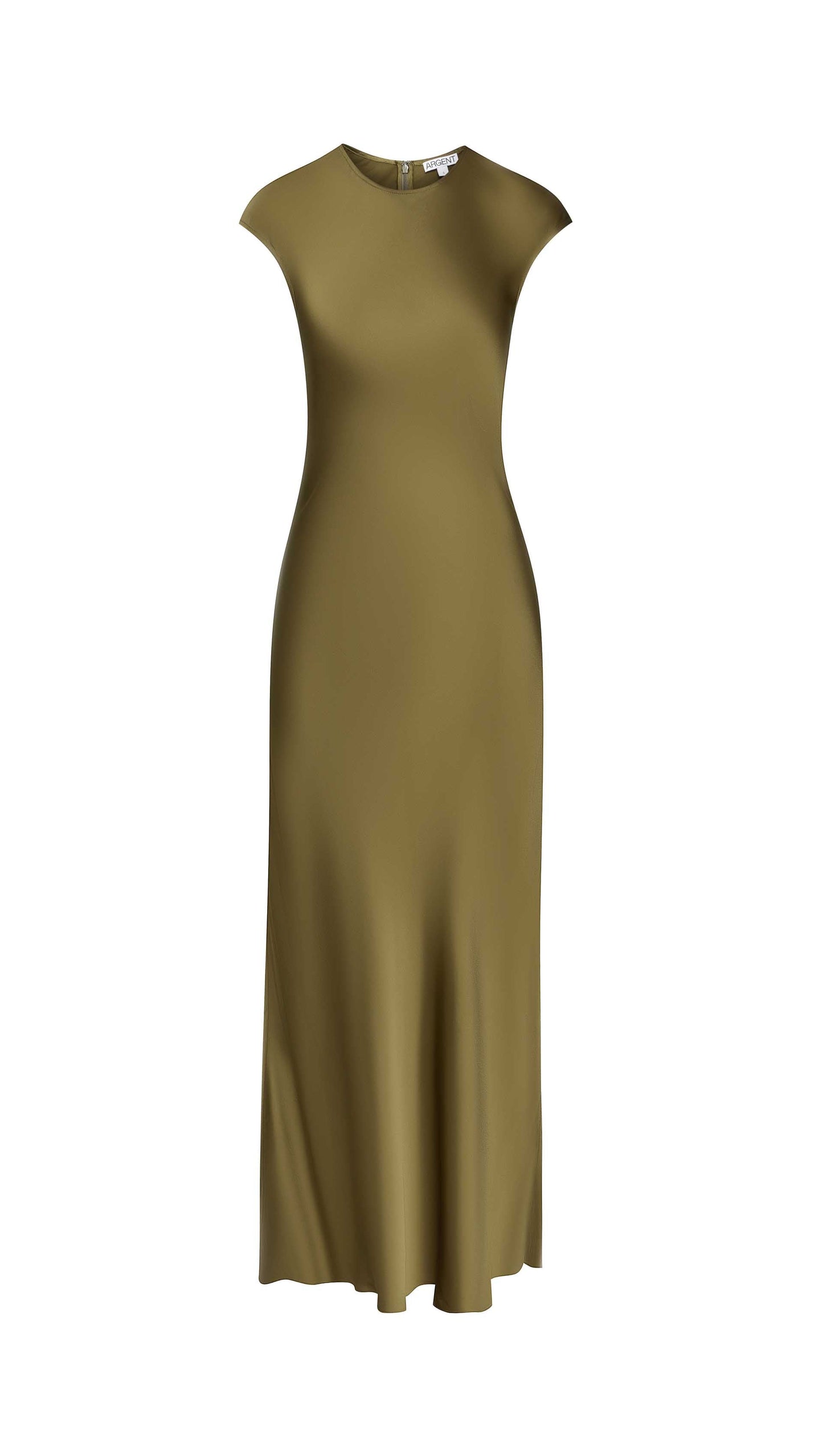 Bias Dress in Viscose Satin | Olive