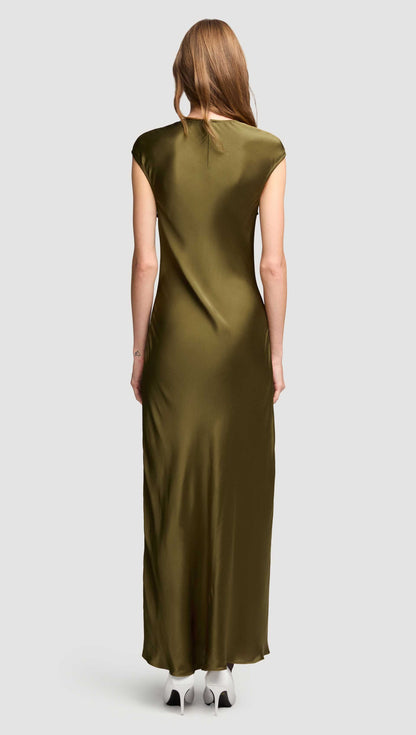 Bias Dress in Viscose Satin | Olive