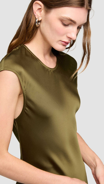 Bias Dress in Viscose Satin | Olive