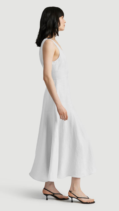 Marcy Dress in Cotton Sateen | White