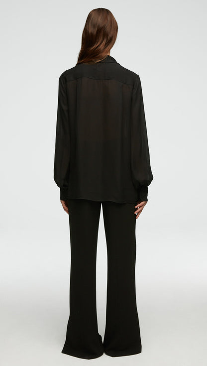 Bow Blouse in Double Georgette | Black