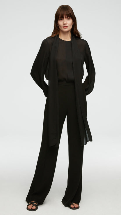Bow Blouse in Double Georgette | Black