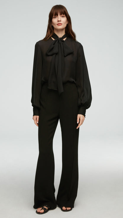 Bow Blouse in Double Georgette | Black