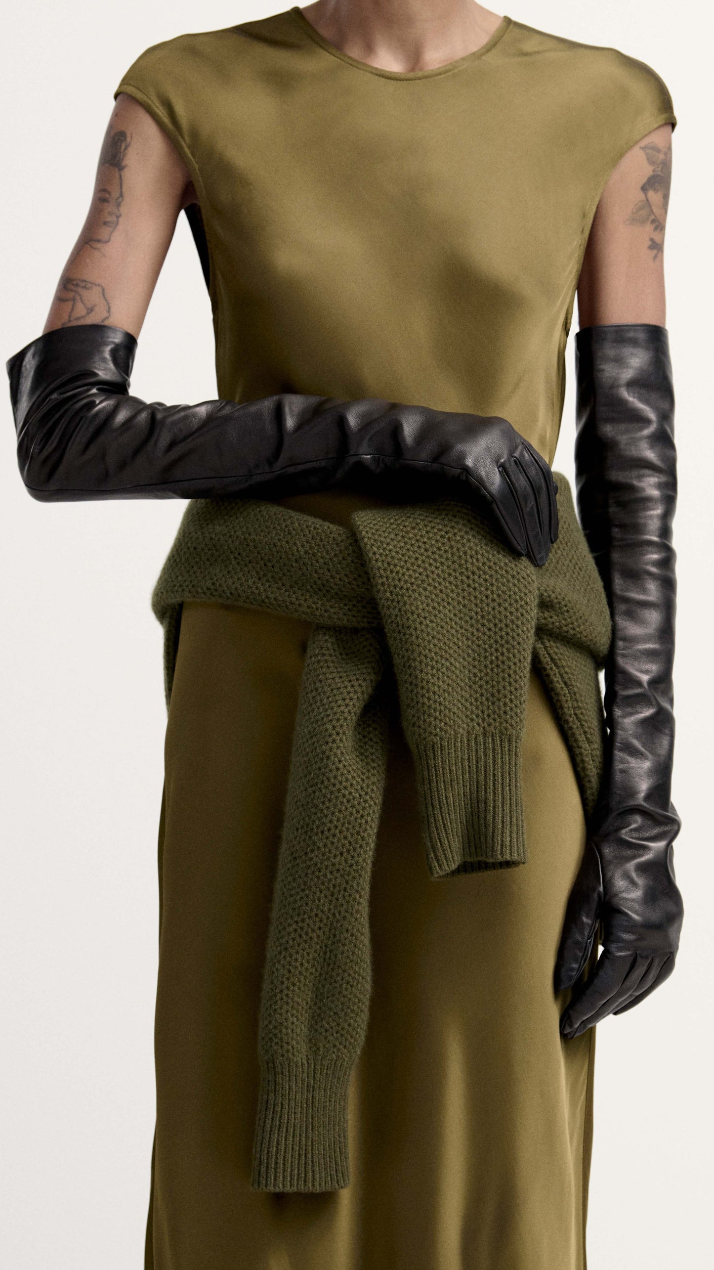 Bias Dress in Viscose Satin | Olive