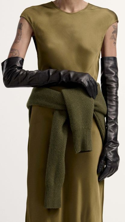 Bias Dress in Viscose Satin | Olive