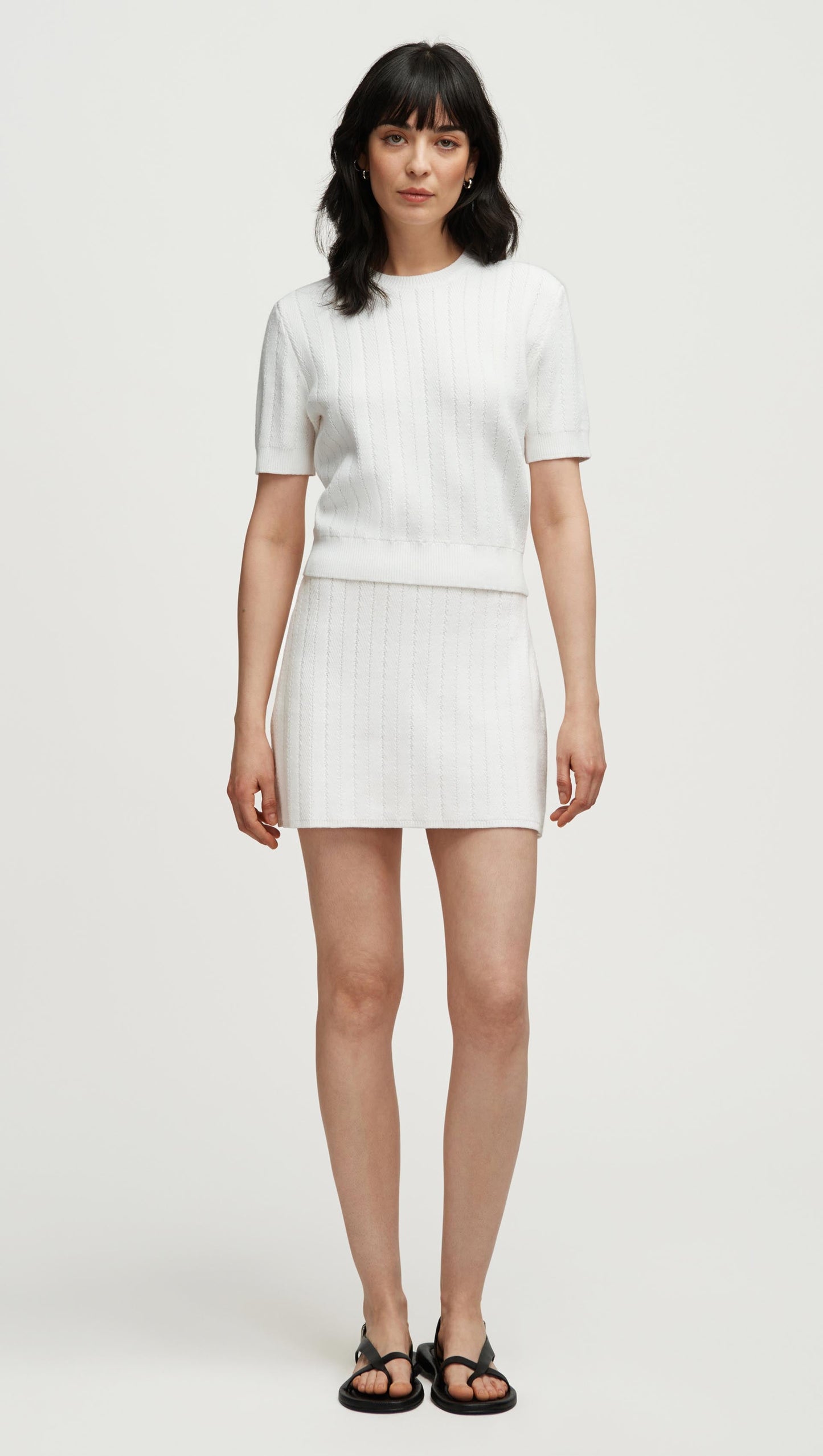 Herringbone Skirt in Viscose Polyester | White