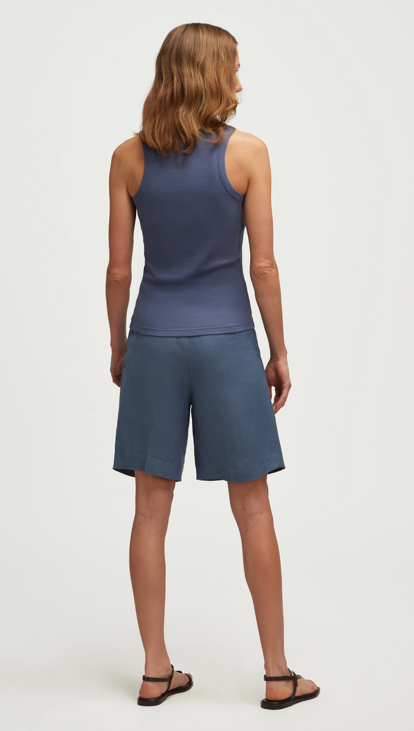 Ribbed Tank in Cotton Elastane | Powder Blue