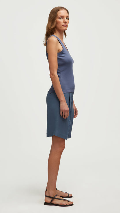 Ribbed Tank in Cotton Elastane | Powder Blue