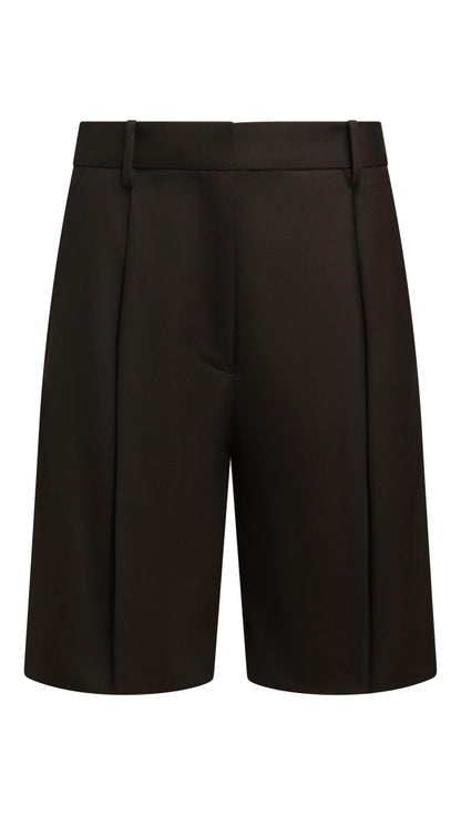 Pleated Shorts in Seasonless Wool | Smoke