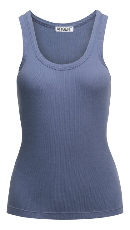 Ribbed Tank in Cotton Elastane | Powder Blue