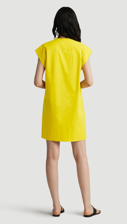 Mini Bib Dress in Cotton Twill | Lemon