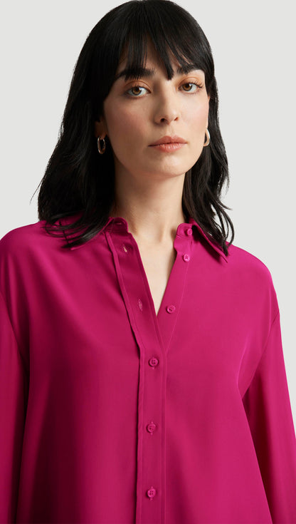 Slim Blouse in Silk Charmeuse | Fuchsia