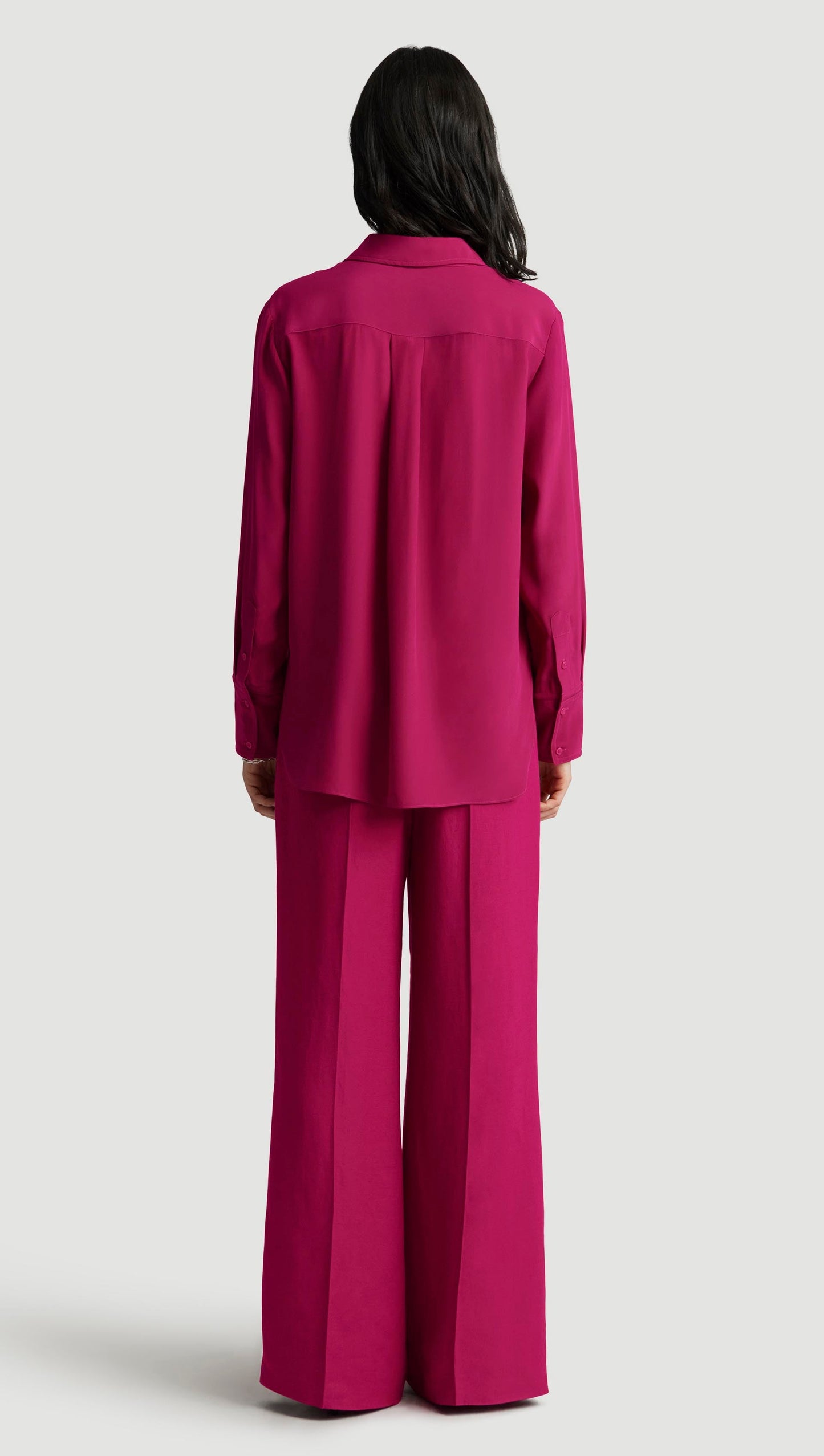 Slim Blouse in Silk Charmeuse | Fuchsia
