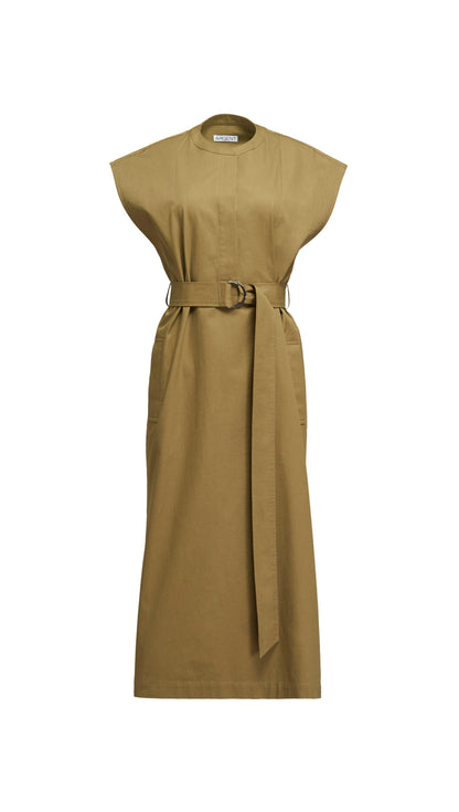 Bib Dress in Cotton Twill | Mushroom