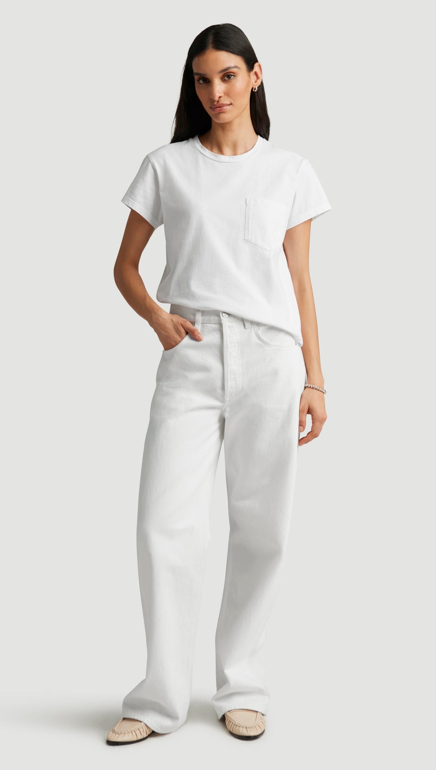 Maybelle Pocket Tee in Cotton | White