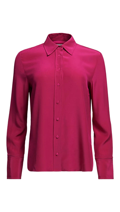 Slim Blouse in Silk Charmeuse | Fuchsia