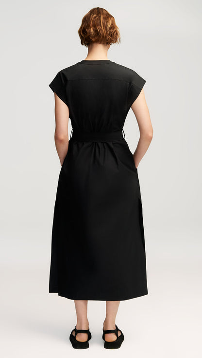 Bib Dress in Cotton Twill | Black