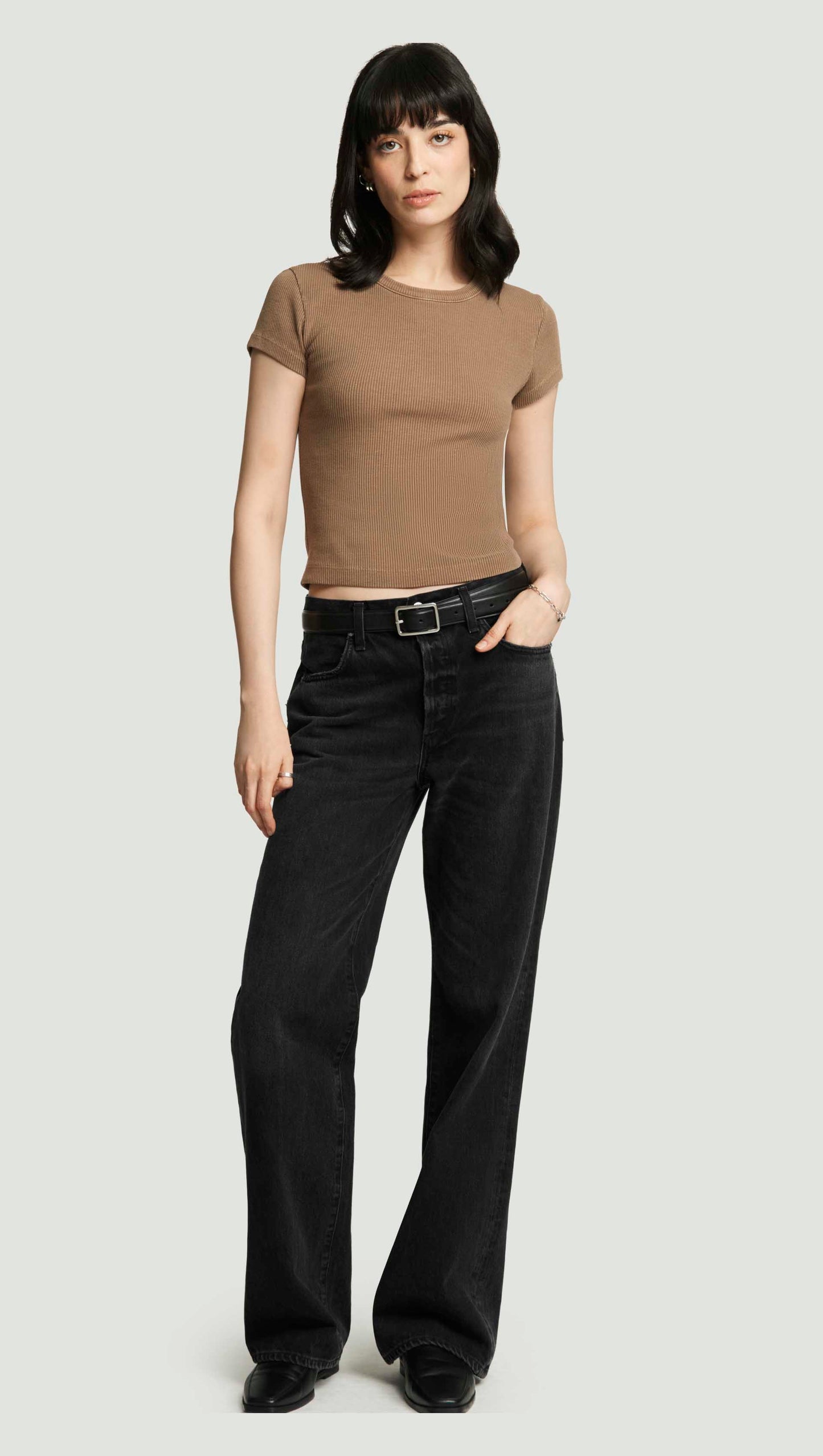 Nello Tee in Rib Knit | Cocoa