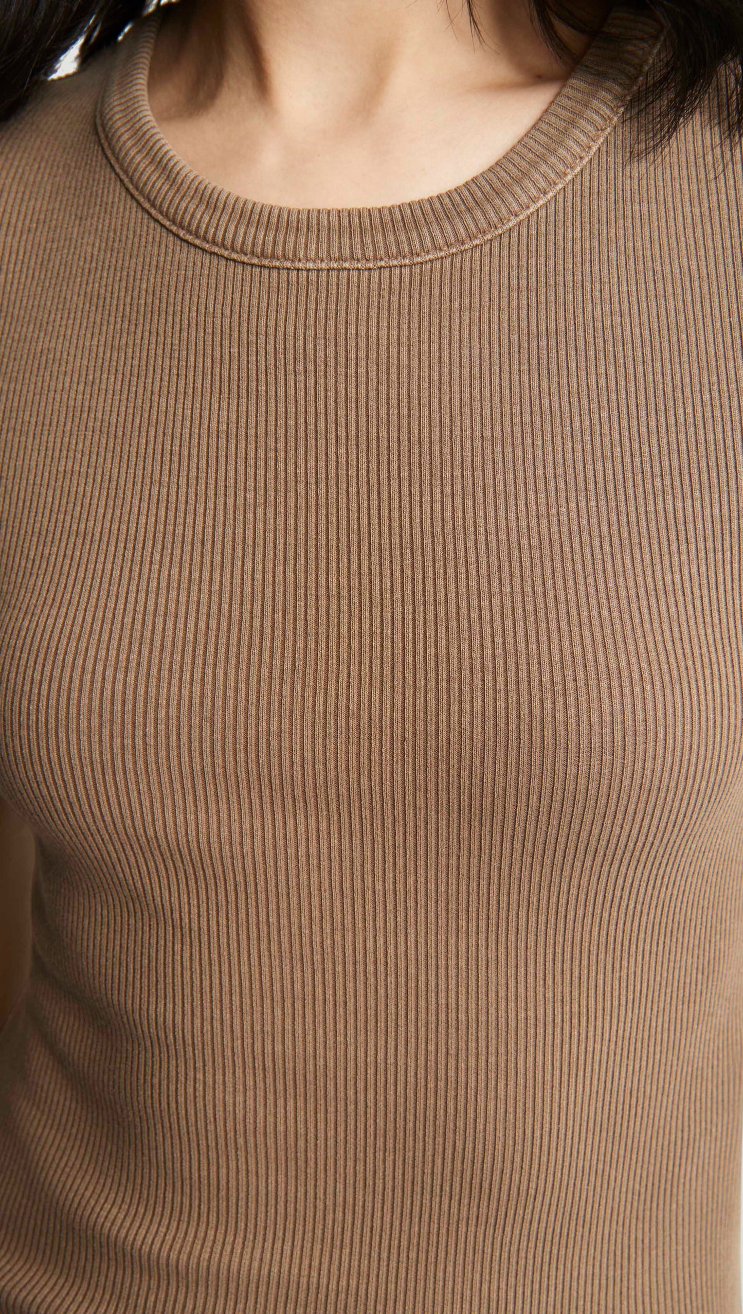 Nello Tee in Rib Knit | Cocoa