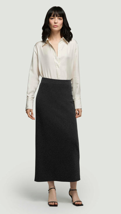 Slim Skirt in Wool Jersey | Dark Grey Melange