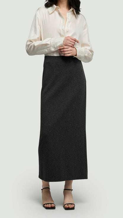 Slim Skirt in Wool Jersey | Dark Grey Melange