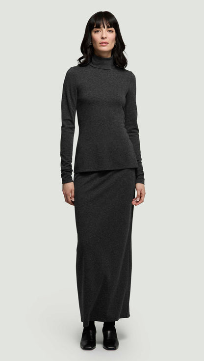 Slim Skirt in Wool Jersey | Dark Grey Melange