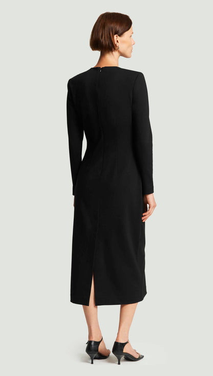 Crewneck Dress in Wool Jersey | Black