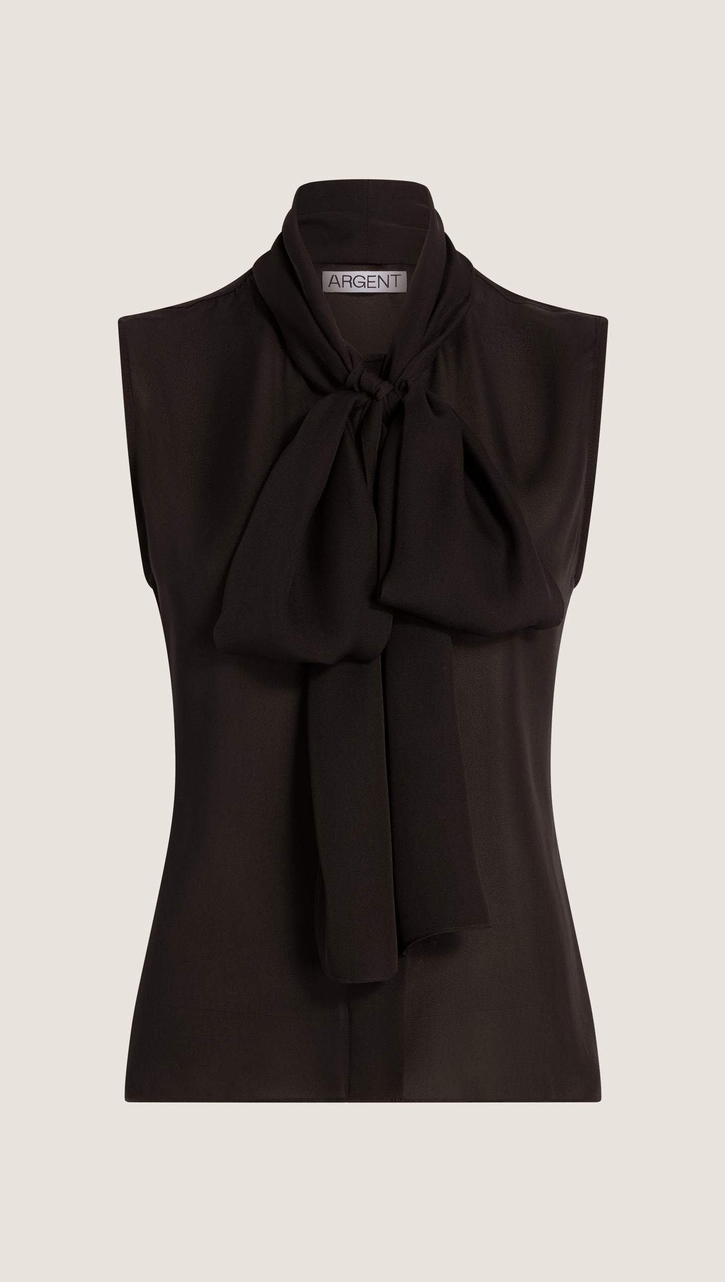 Sleeveless Bow Blouse in Silk Double Georgette | Black