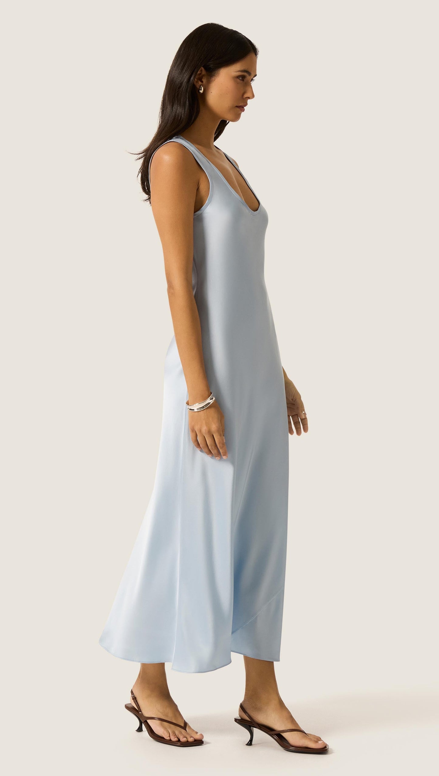 Tank Dress in Silk Charmeuse | Maya Blue