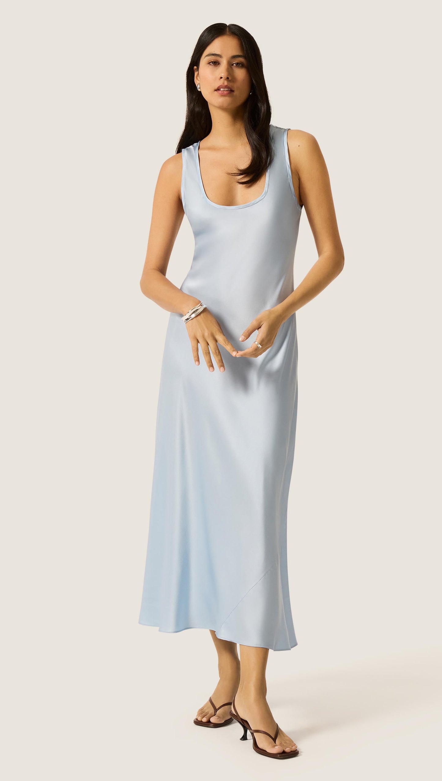 Tank Dress in Silk Charmeuse | Maya Blue