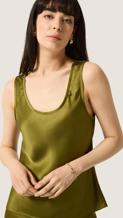 Tank in Silk Charmeuse | Pickle