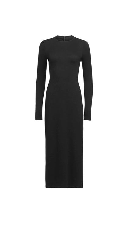 Crewneck Dress in Wool Jersey | Black