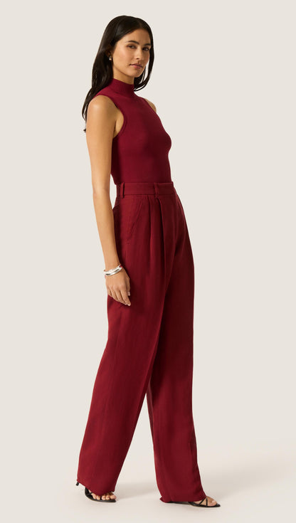 Mock Neck Bodysuit in Viscose | Maroon