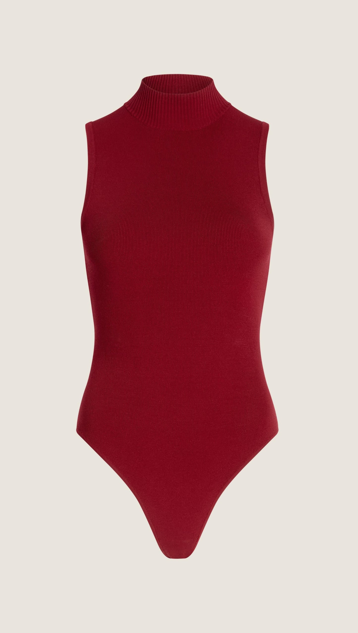 Mock Neck Bodysuit in Viscose | Maroon